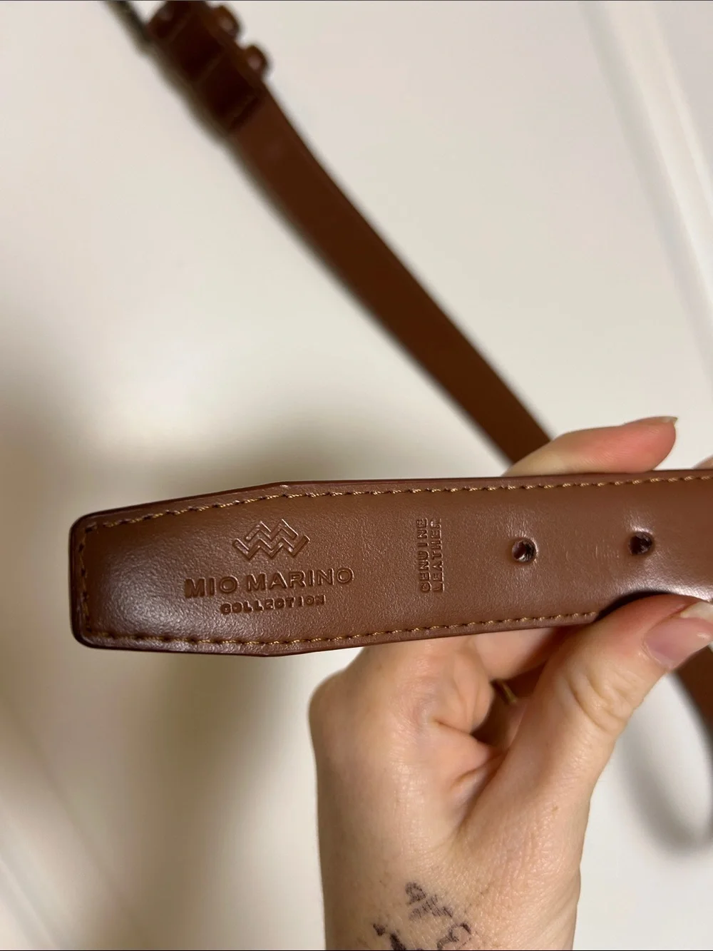 Men's Brown Leather Belt with Polished Gunmetal Buckle